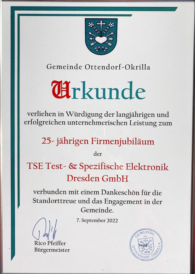 Aktuelles von TSE Test- & Spezifische Elektronik Dresden GmbH in Ottendorf-Okrilla